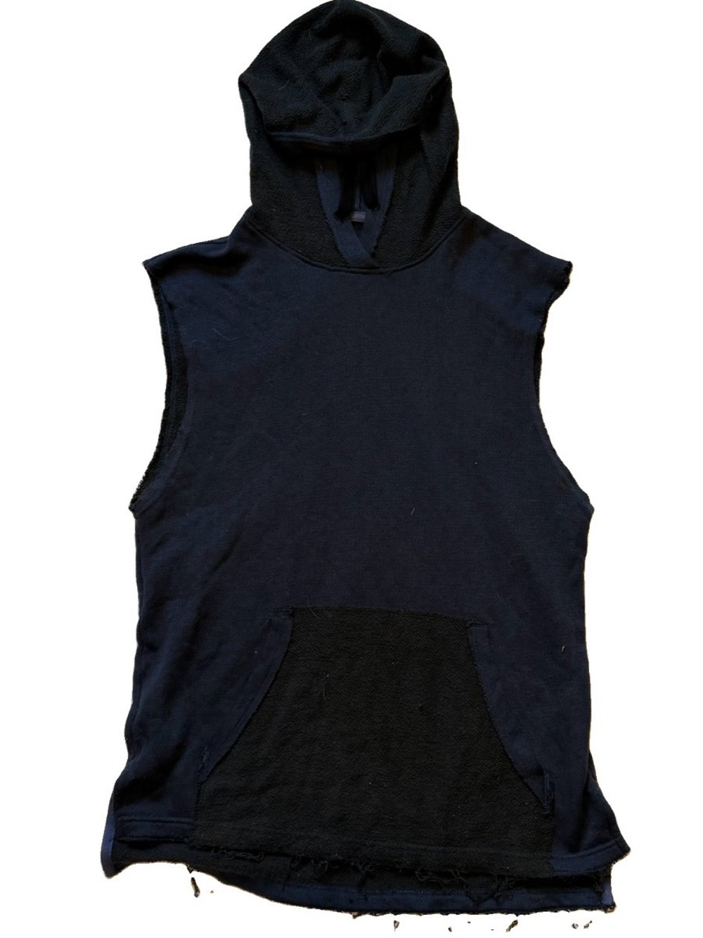 BDG Men's Blue and Black Sleeveless Hooded Knit Top